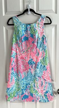 LILY PULITZER Let’s Cha Cha Delia Palm Beach Original Pink Shift Mini Dress Sz 6